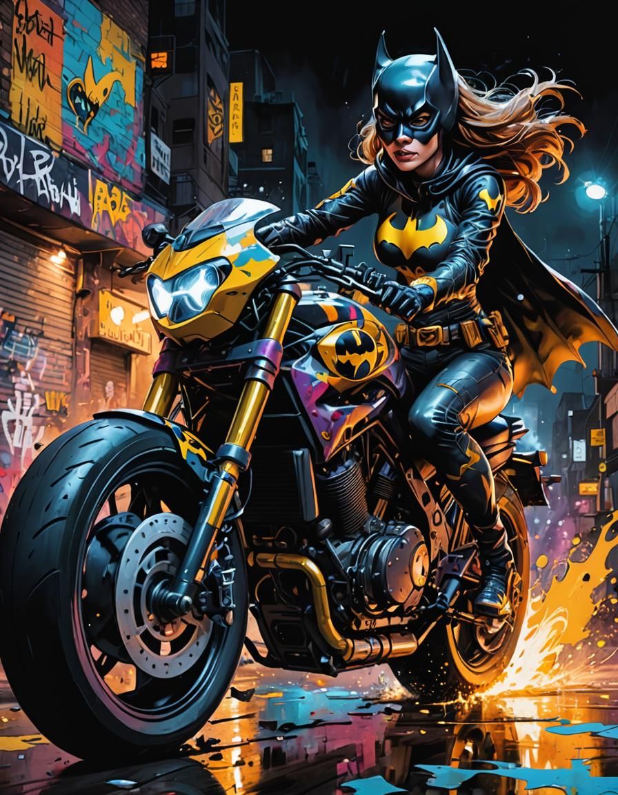 Batgirl with Ricochet Motorcycle.