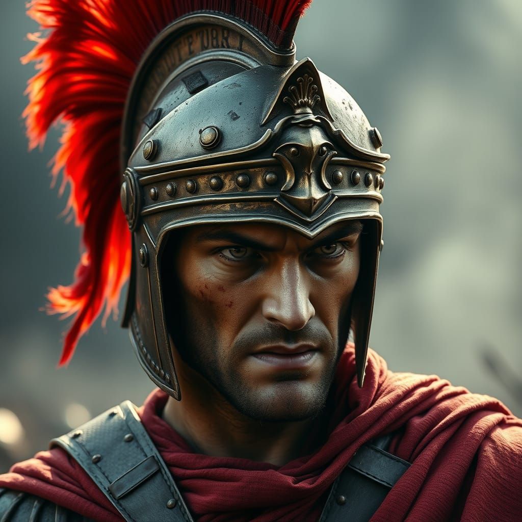 Fierce Roman Warrior in Dramatic Lighting