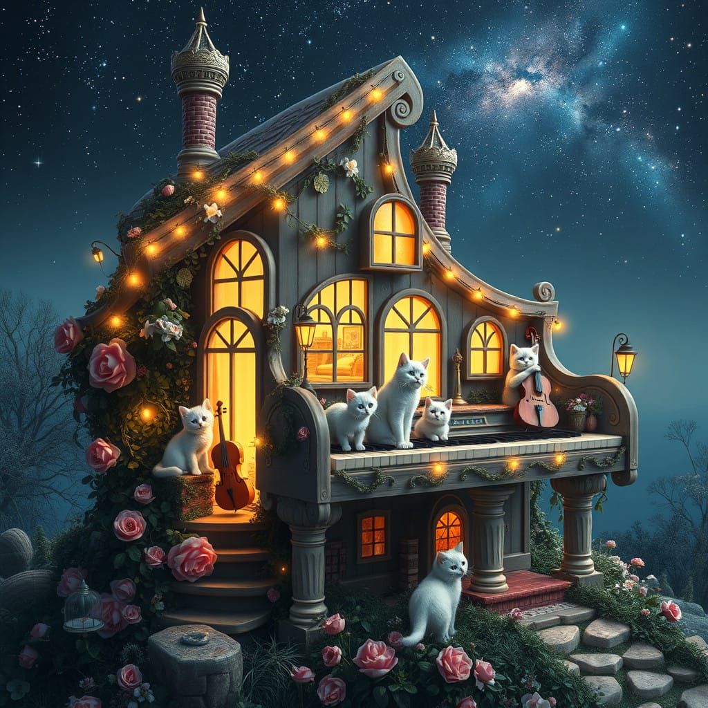 Whimsical Piano House Home to Little Angora Cats