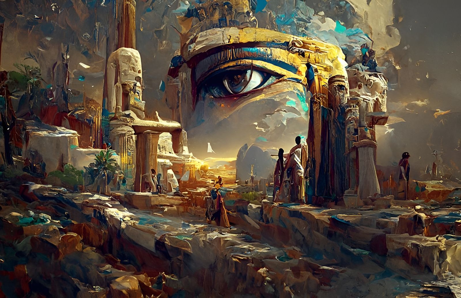 Radiant Ancient Egypt Landscape: Mythological Gods