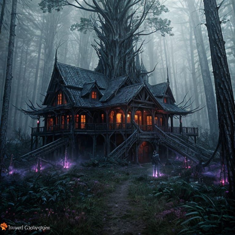 Eerie Night: Shadowy Figure in Dark Forest