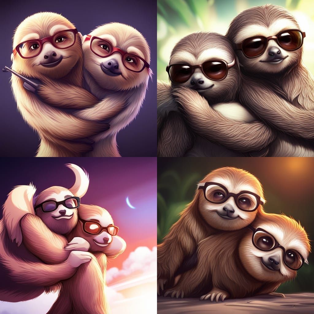 Sloths in a Loving Embrace, Anime Style