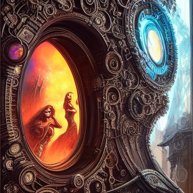 Intricate Portal Door with Fractal Iridescence