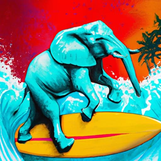 Elephant Surfing: Colorful Graffiti Street Art