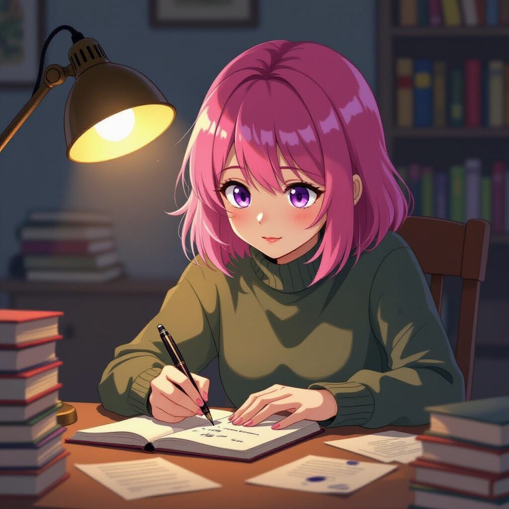 Anime Artist Pens Story by Warm Lamp Light