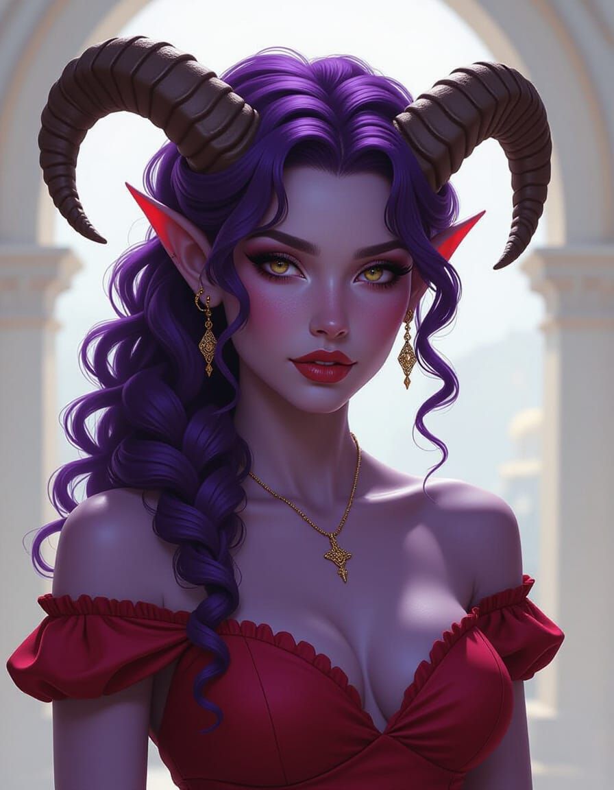Purple Tiefling in Cinematic Unreal Engine Style