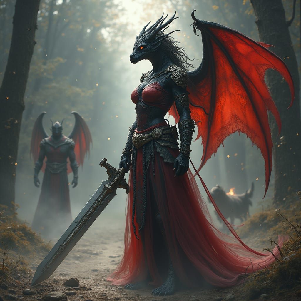 Epic Wingless Dragonborn Barbarian in Battle Ready Pose