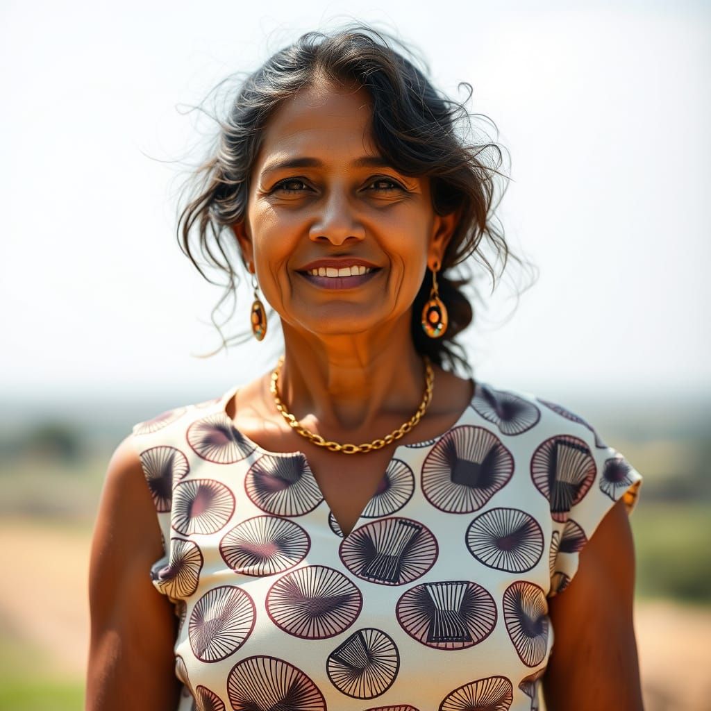 Woman in Summer Dress with Harmonica Print