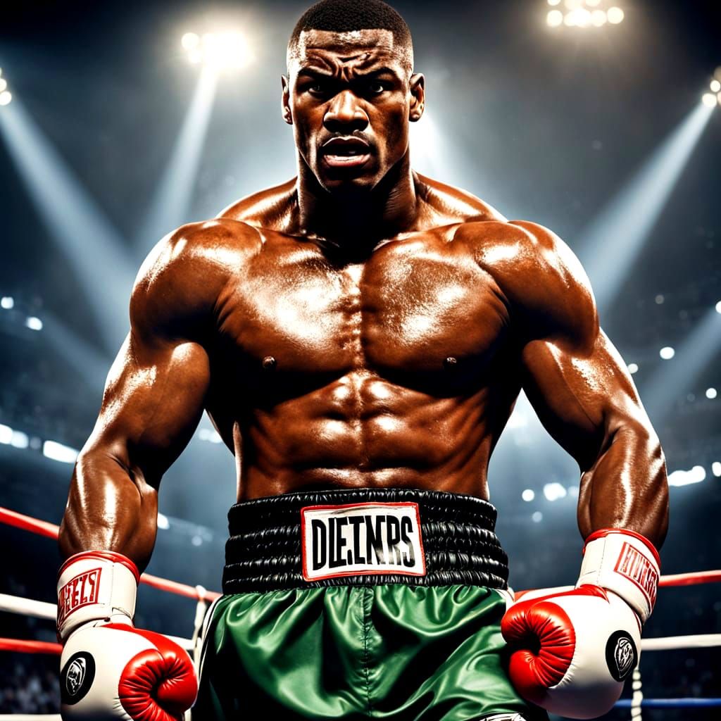 Gritty Boxing Action in a Vibrant Stadium Setting