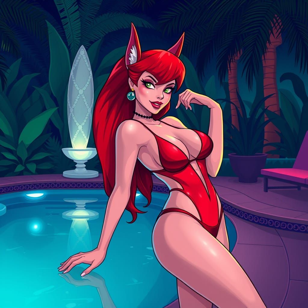 Jessica Rabbit in Red Bikini, Manga-Inspired Art