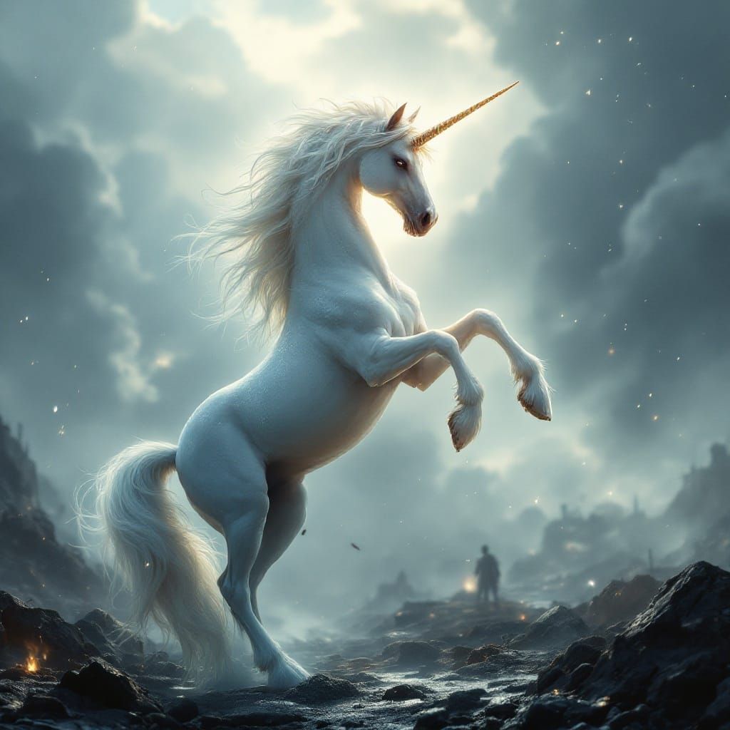 Majestic Unicorn Heals a Medieval Battlefield