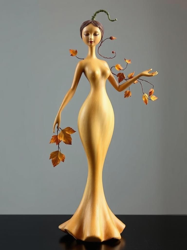 Elegant Gourd Sculpture of a Woman