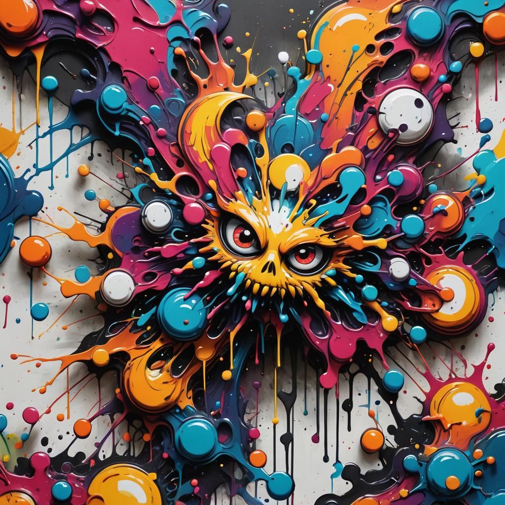 Polychromatic Nautalis Graffiti Art in Spray Paint Style
