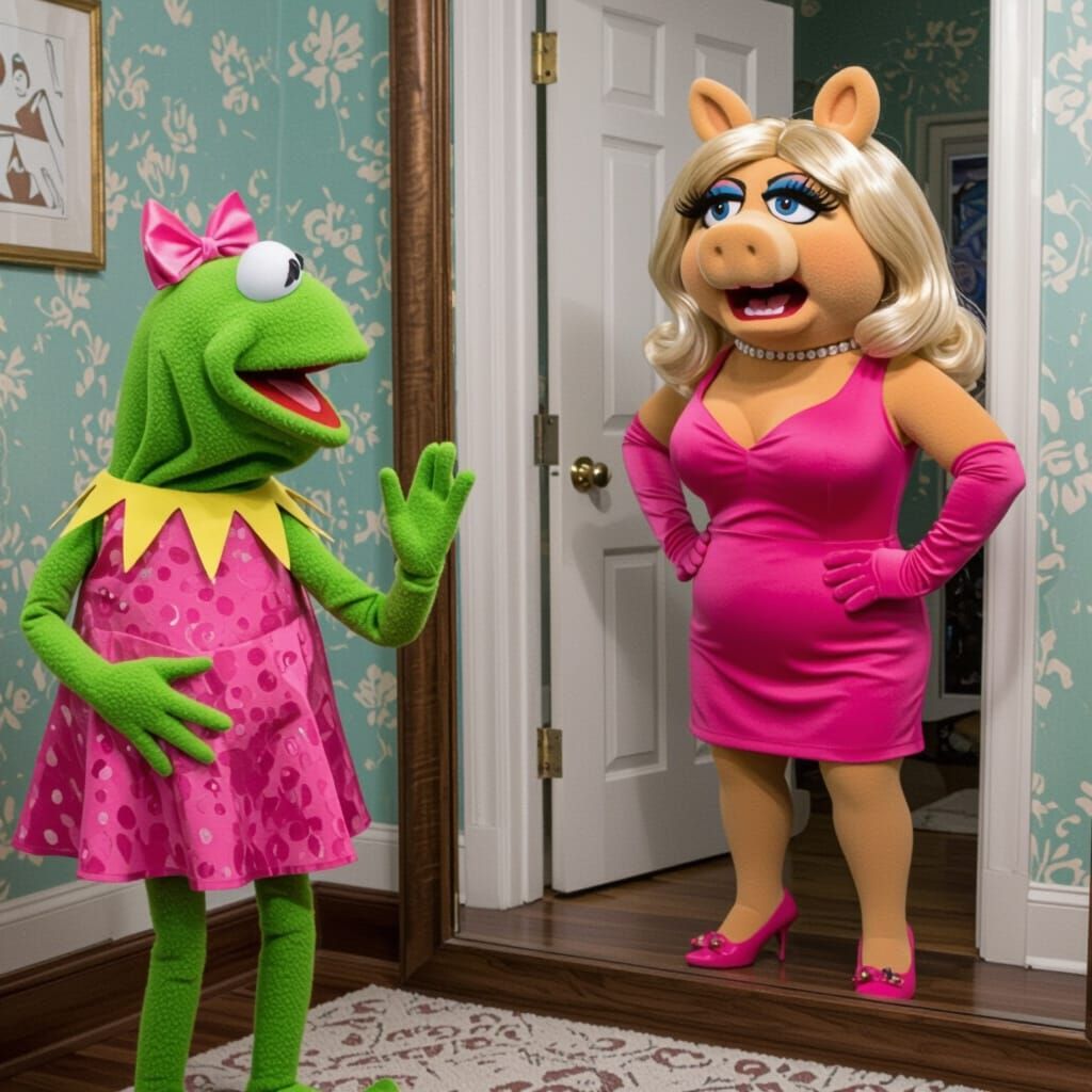 Kermit's Shock: Miss Piggy Catches Frog in Costume