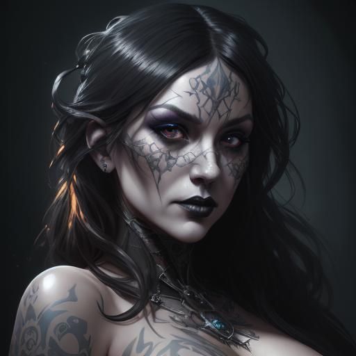 Gothic Drag Queen Portrait in Hyperdetailed Style