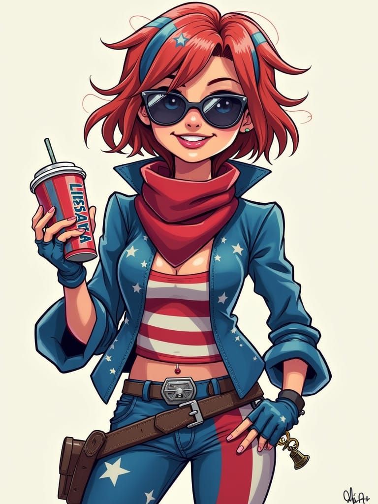 Star-Spangled Rebel in Bold Blue and Red