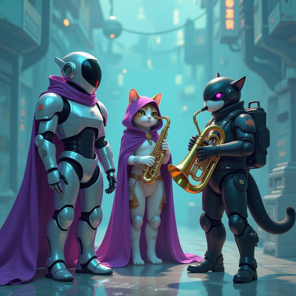 Whimsical Robot and Liquid Kitty Adventure