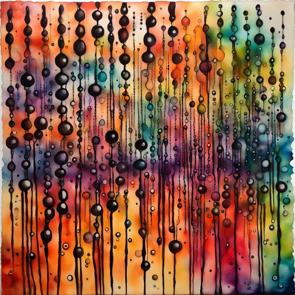 Surreal Binary Code Dream in Alcohol Ink Style