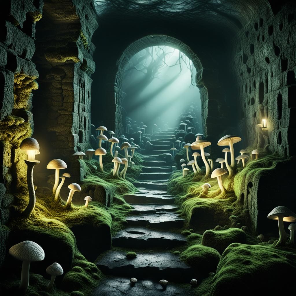Eerie Ancient Catacombs in Dark Fantasy Style