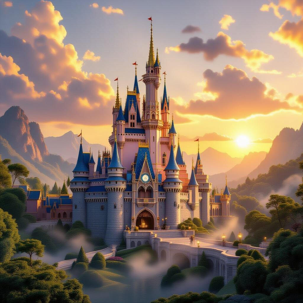 Magnificent Fairytale Castle at Golden Hour