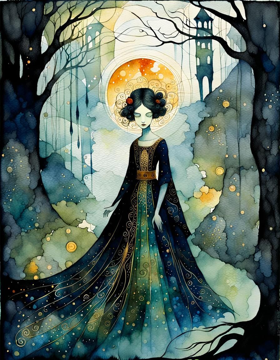 Dystopian Portrait in Watercolor Style