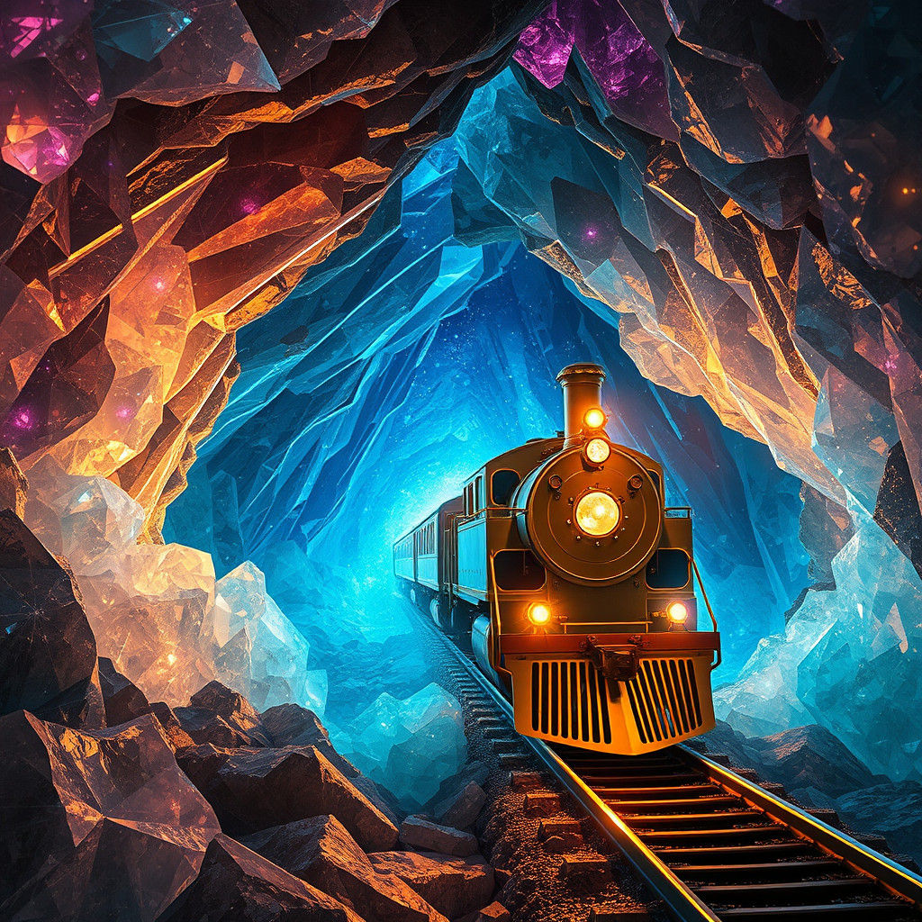 Train Journey Through a Crystalline Cave in Photorealistic S...
