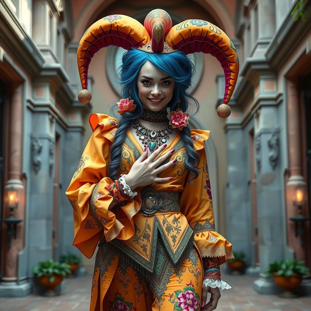 Whimsical Jester in Vibrant Colors