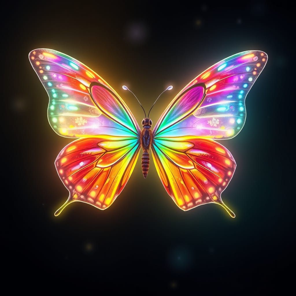 Majestic Rainbow Winged Fantasy Butterfly