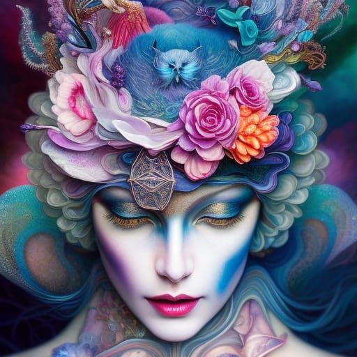 Clockpunk Buddha in Stained Diamond Cloudscape