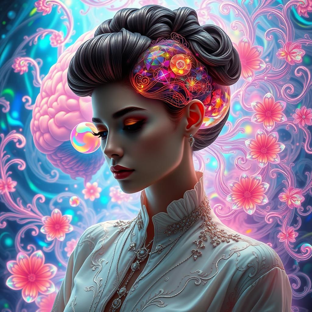 Ethereal Dreamscape: Woman's Mind as Digital Art