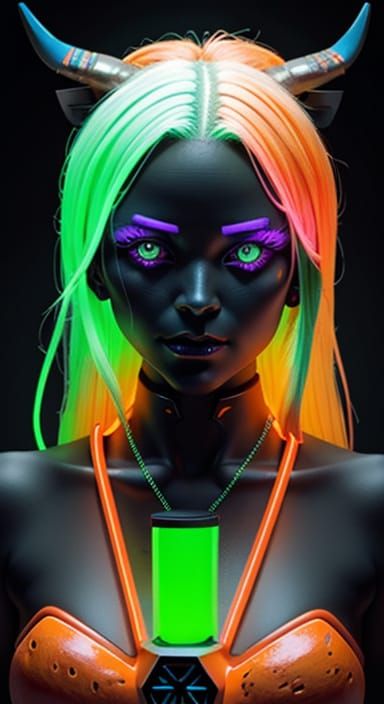 Neon Circuitry Minotaur Plasma Lamp Portrait