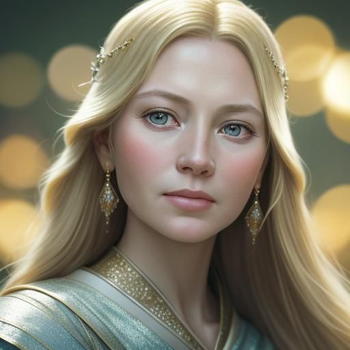 Galadriel Portrait with Golden Hair, Professional Photograph...