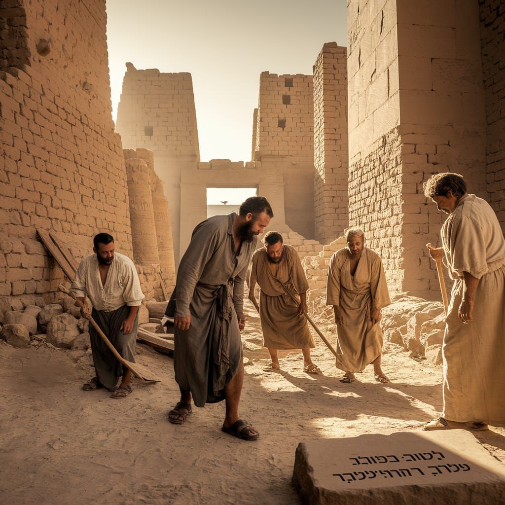 Israelite Laborers in Ancient Egyptian Construction Site