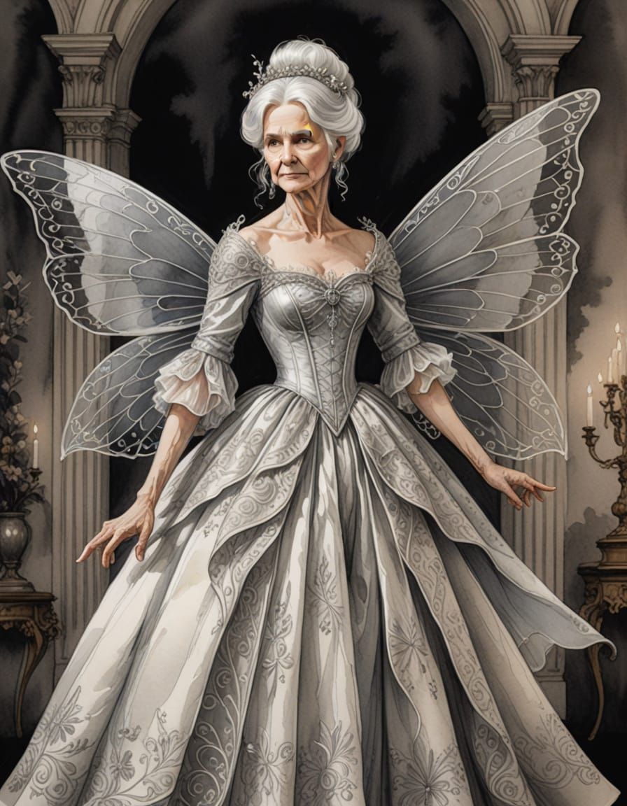 Fairy Godmother in German Palace, Pencil Sketch