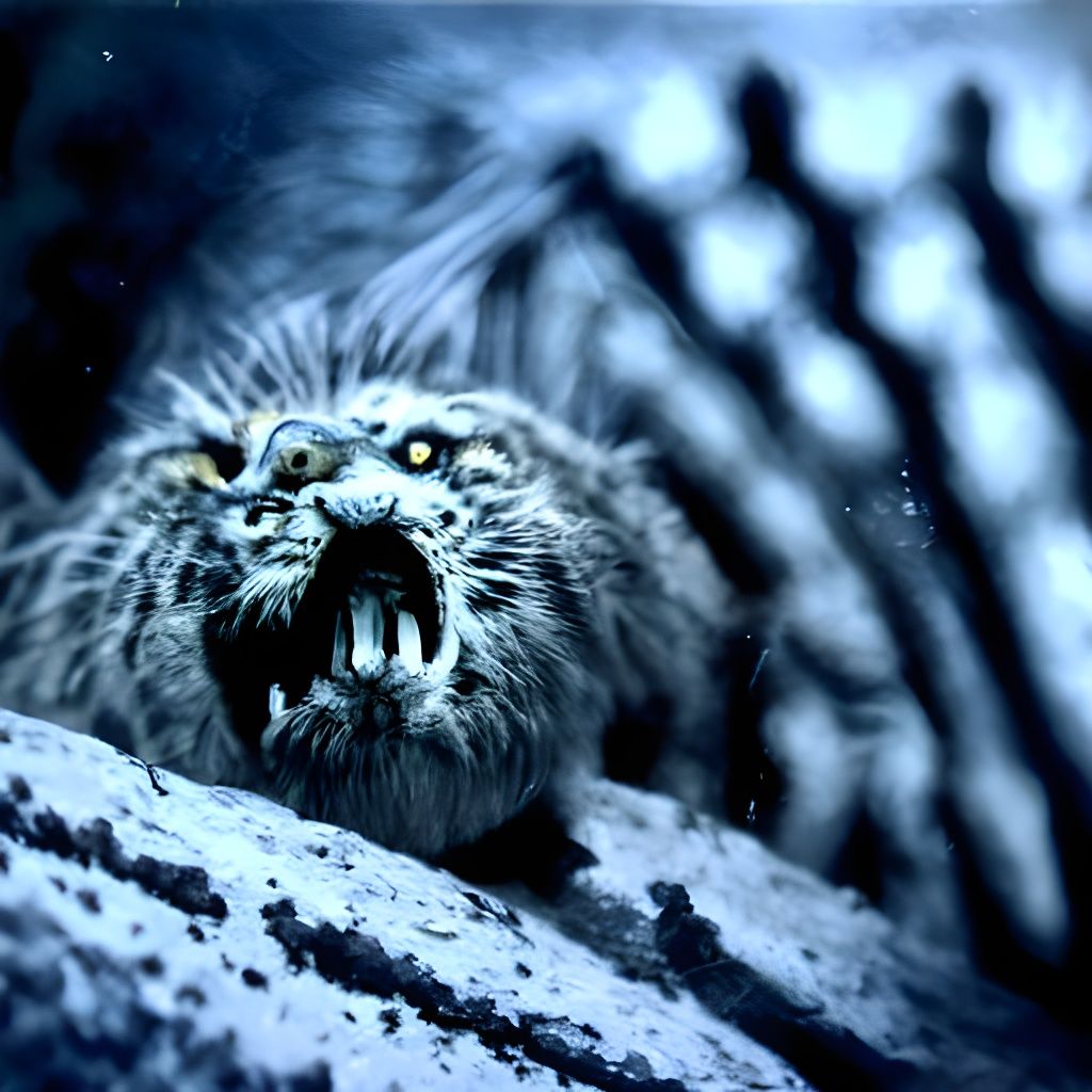 Fierce Pallas Cat Hissing, Gothic Horror Style