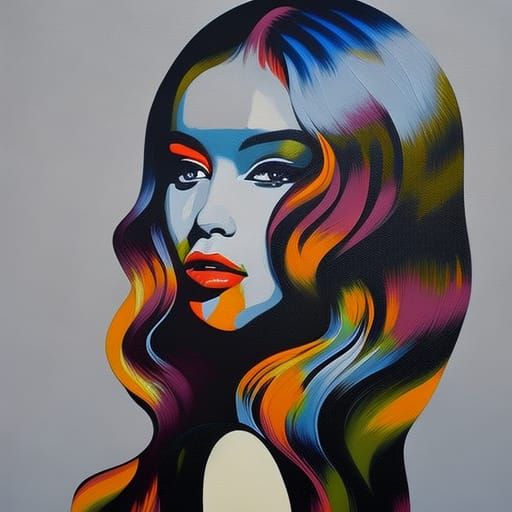 Colorful Graffiti Art Portrait of a Beautiful Woman