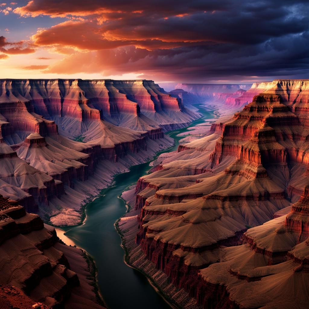Grand Canyon Sunset: Colorado River Digital Painting