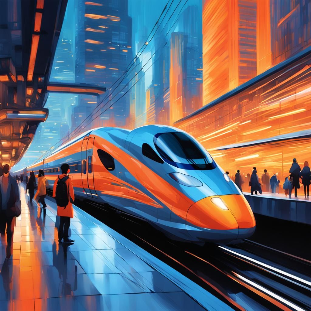 Futuristic Bullet Train at Neon Metropolis Platform