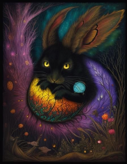 Surreal Crawling Beauty: A Fluorescent Art Piece