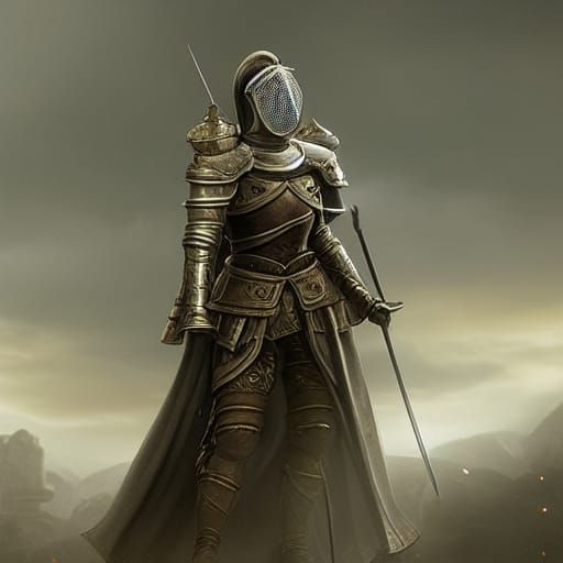 Masked Female Knight Admiral in Digital Matte Painting