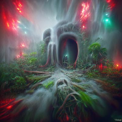 Eldritch Portal Emerges in Misty Jungle