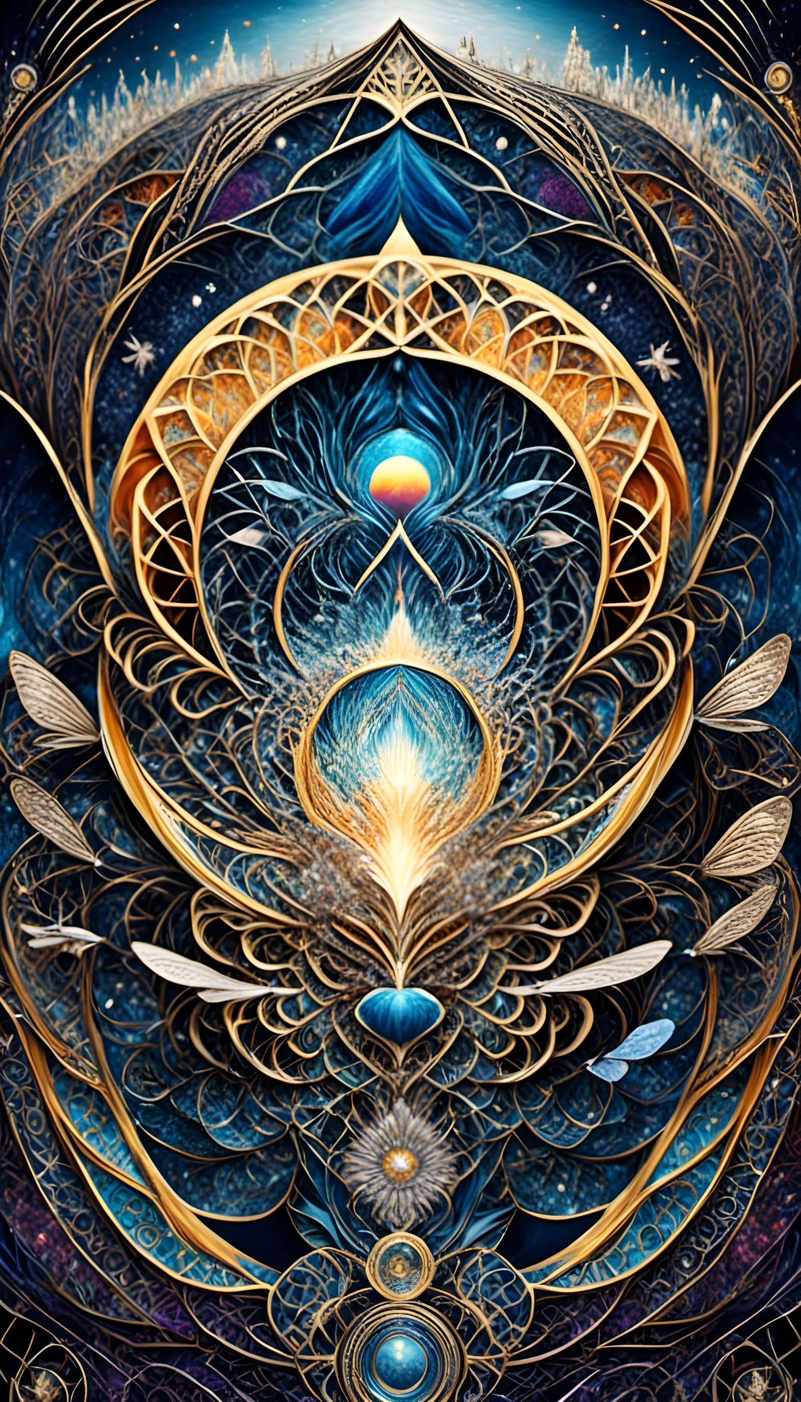 Sacred Geometric Art with Spiraling Universe