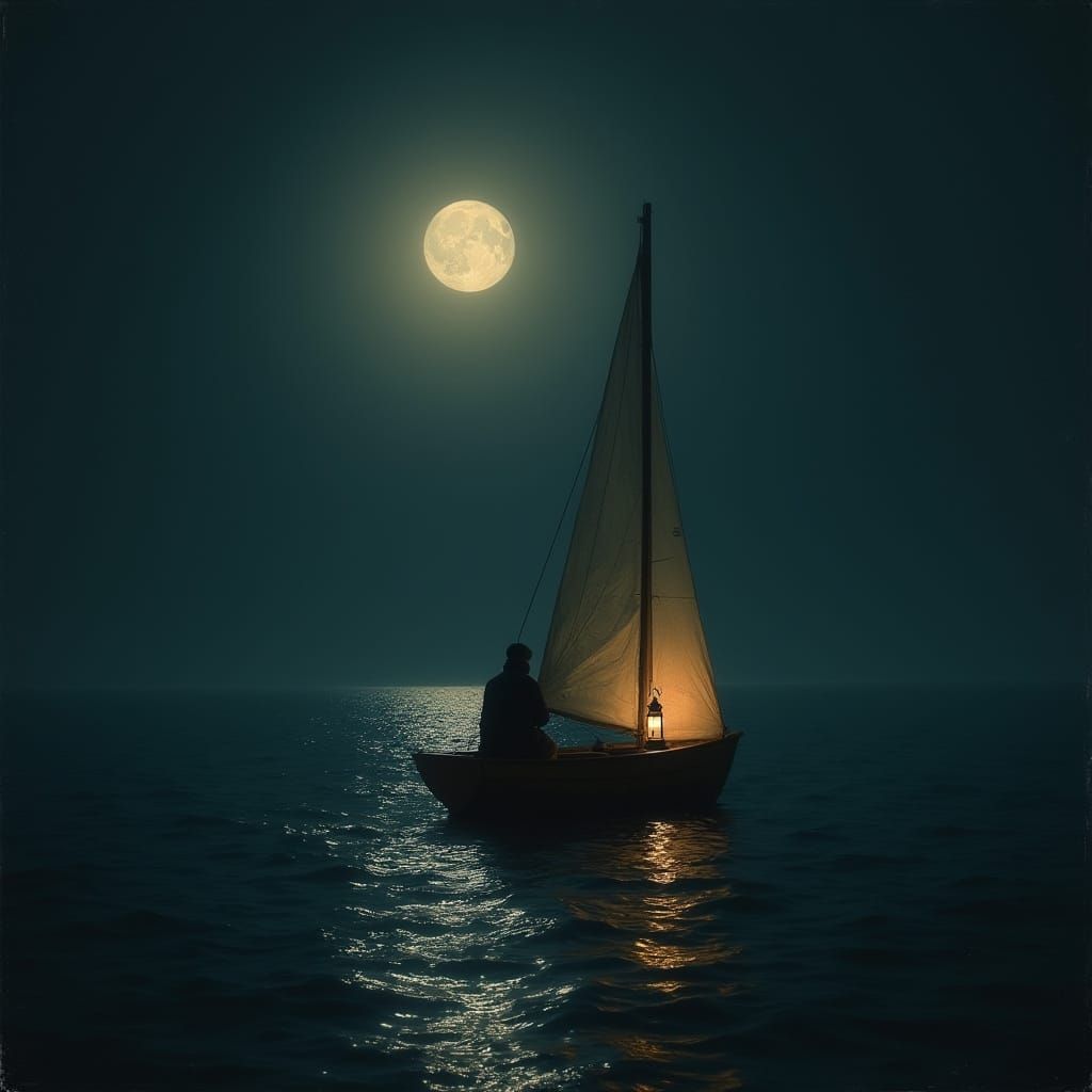 Moonlit Sailor Contemplates the Unknown