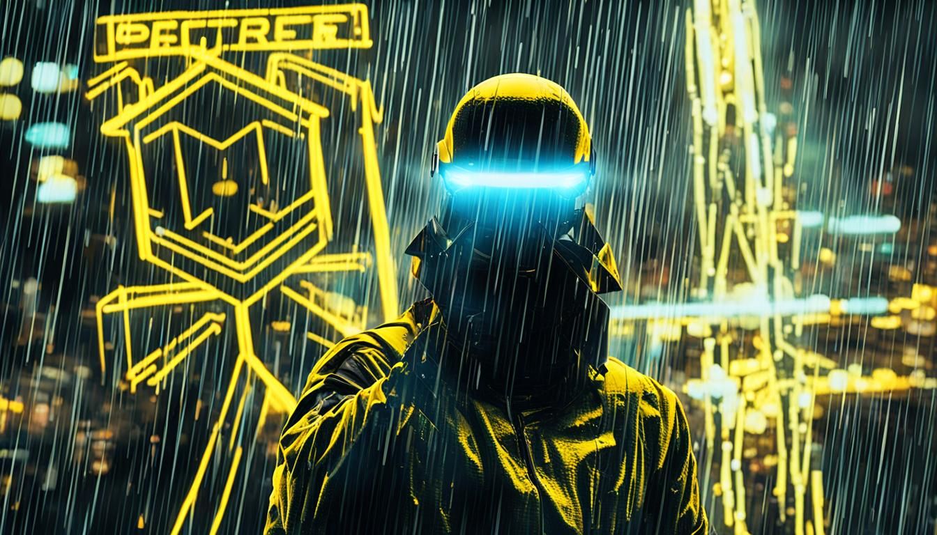 Spectre with Energy Katana in Cyberpunk Cityscape