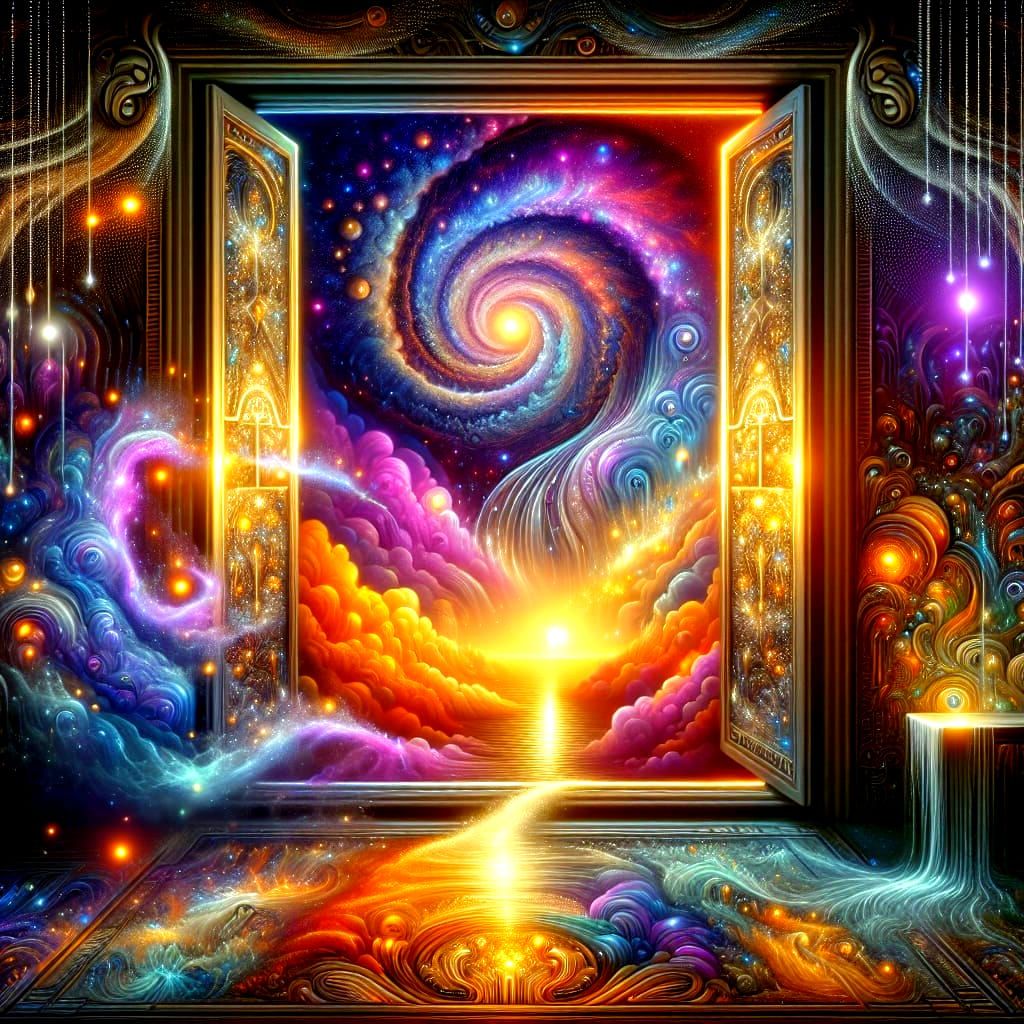 Surreal Window to Alternate Reality in Street Art Style