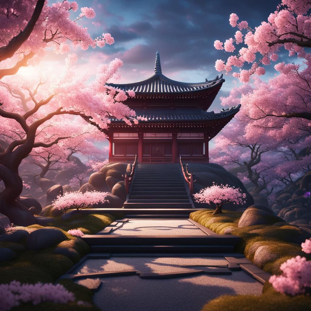 Zen Garden in an Otherworldly Glow