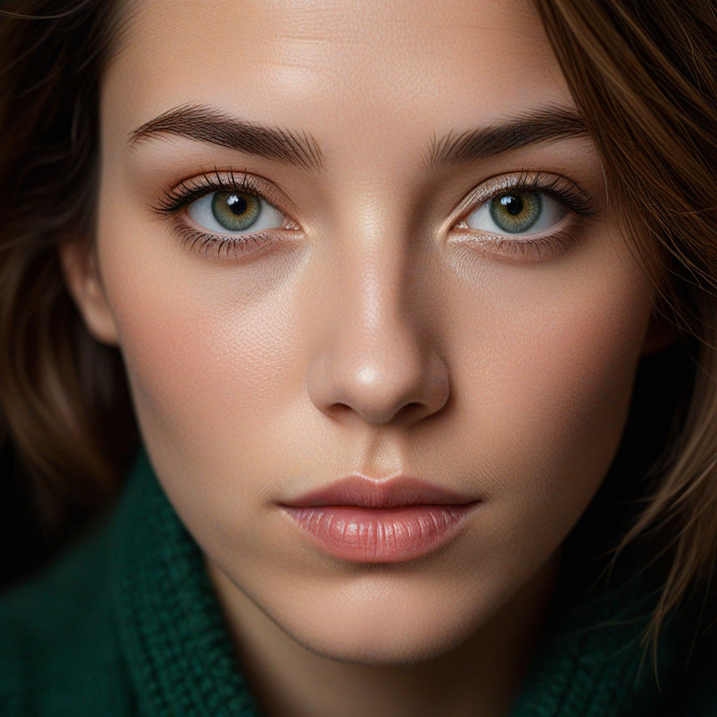 Captivating Professional Portrait of a Young Woman with Gree...