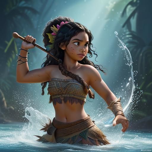 Moana in the Hunger Games: Hyperrealistic Concept Art