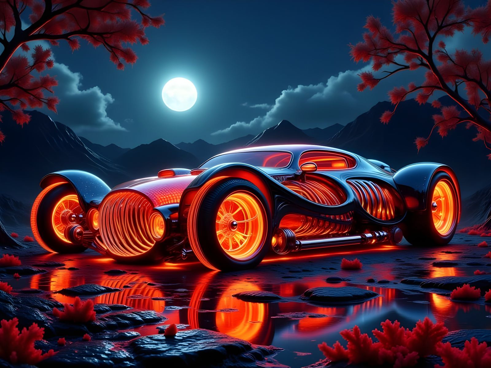 Halloween Hotrod with Skeletal Filaments and Lava Chrome
