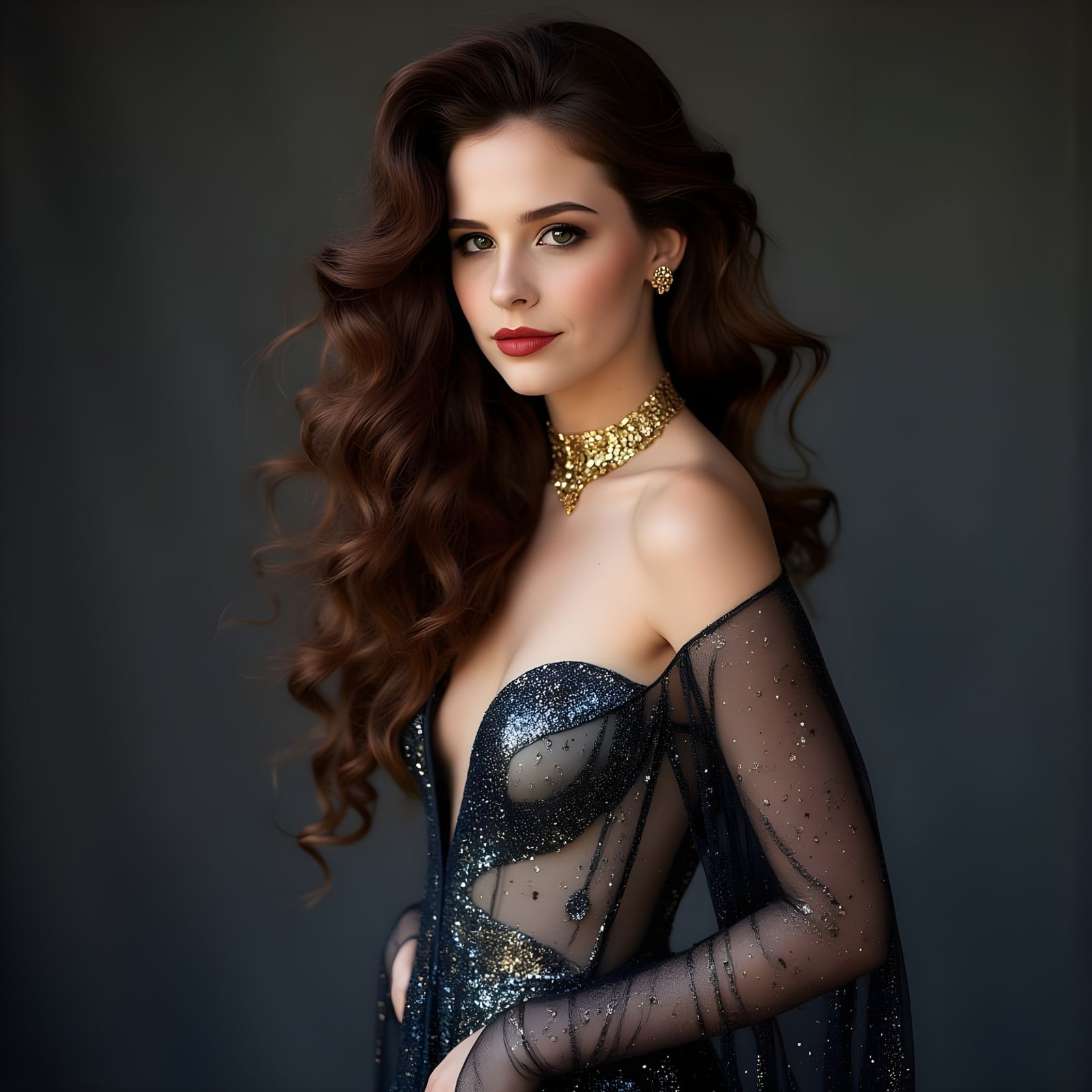 Stunning High-Fashion Portrait in a Dramatic, Maximalist Aes...